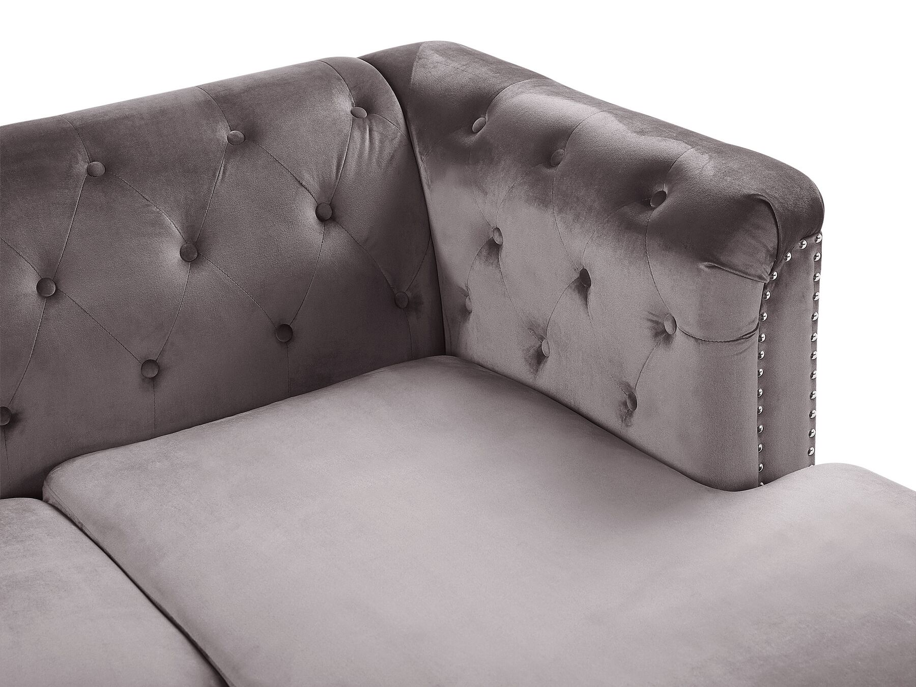 Corner Sofa FLEN Velvet Grey 3 Seater Left Hand