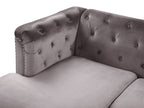 Corner Sofa FLEN Velvet Grey 3 Seater Right Hand