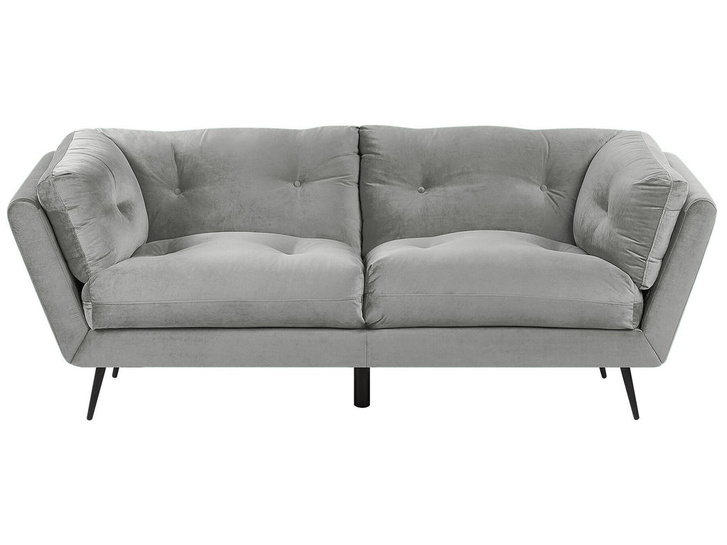 3 Seater Velvet Sofa Grey LENVIK