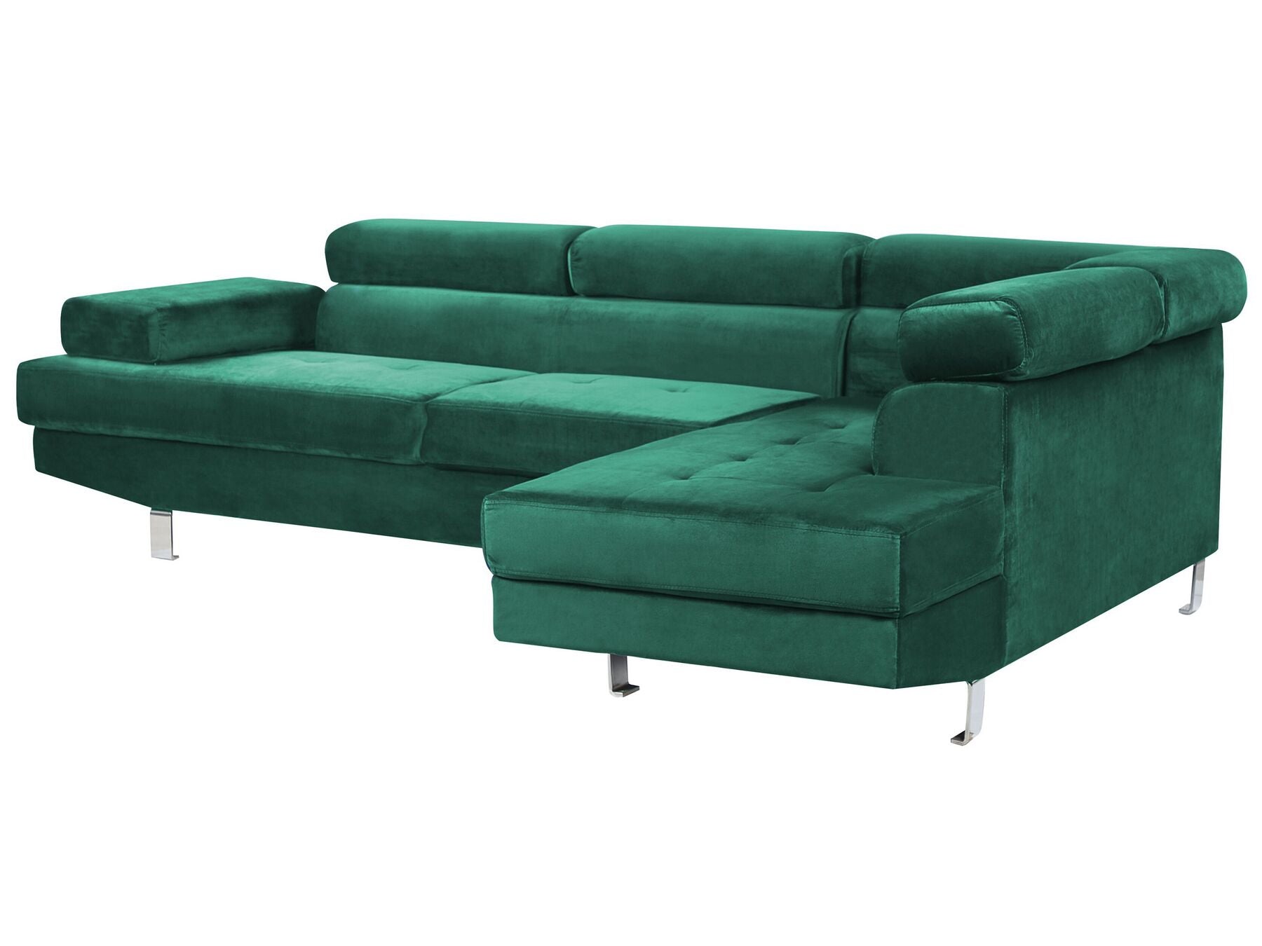 Corner Sofa NORREA Velvet Emerald Green 5 Seater Left Hand