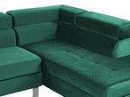 Corner Sofa NORREA Velvet Emerald Green 5 Seater Left Hand