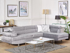 Corner Sofa NORREA Velvet Grey 5 Seater Left Hand