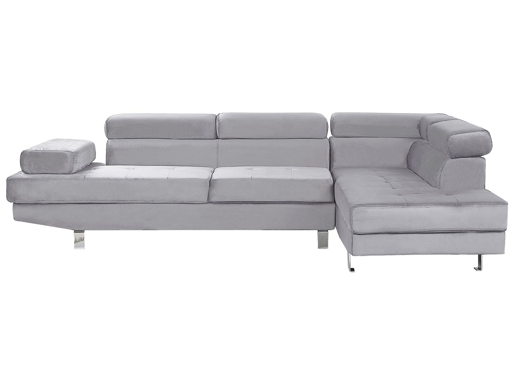 Corner Sofa NORREA Velvet Grey 5 Seater Left Hand