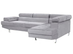 Corner Sofa NORREA Velvet Grey 5 Seater Left Hand