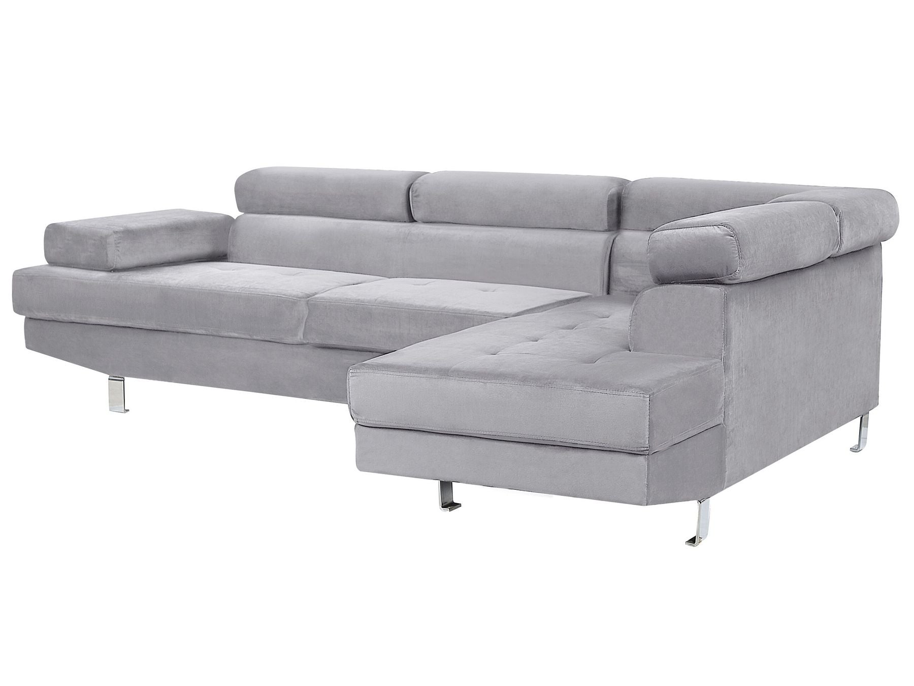 Corner Sofa NORREA Velvet Grey 5 Seater Left Hand
