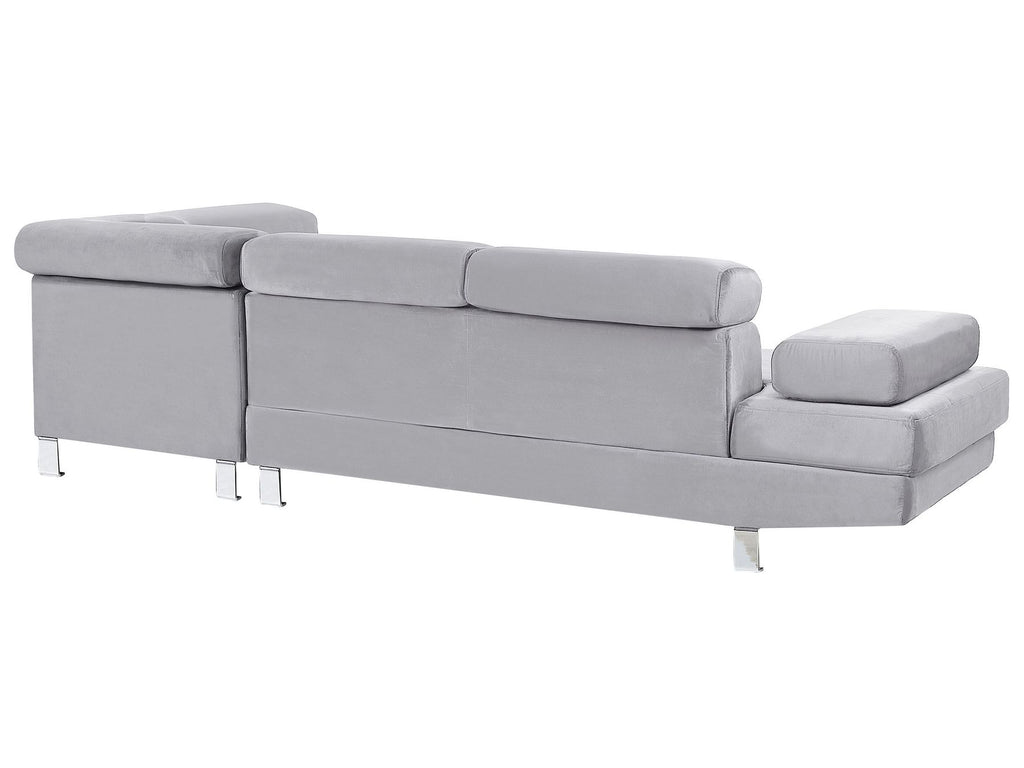 Corner Sofa NORREA Velvet Grey 5 Seater Left Hand