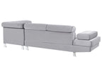 Corner Sofa NORREA Velvet Grey 5 Seater Left Hand