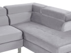 Corner Sofa NORREA Velvet Grey 5 Seater Left Hand