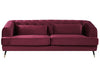3 Seater Velvet Fabric Sofa Burgundy