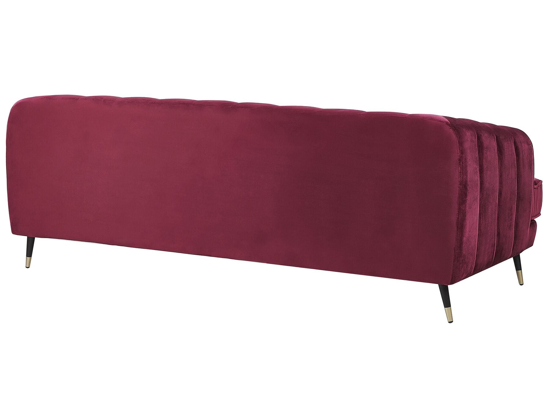 3 Seater Velvet Fabric Sofa Burgundy SLETTA