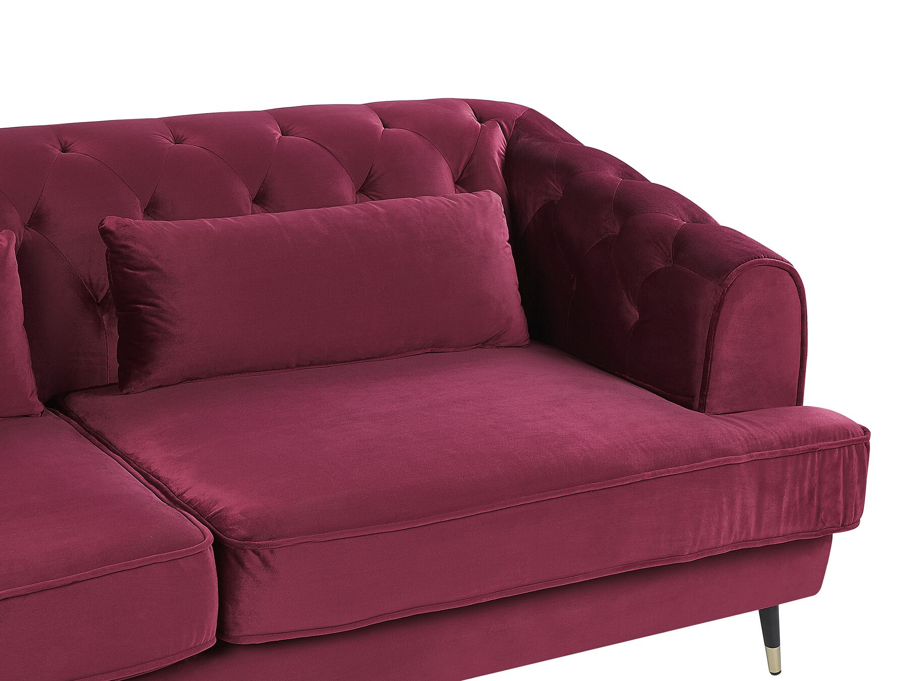 3 Seater Velvet Fabric Sofa Burgundy SLETTA