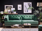 3 Seater Velvet Fabric Sofa Green SLETTA