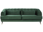 3 Seater Velvet Fabric Sofa Green SLETTA