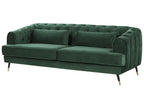 3 Seater Velvet Fabric Sofa Green SLETTA