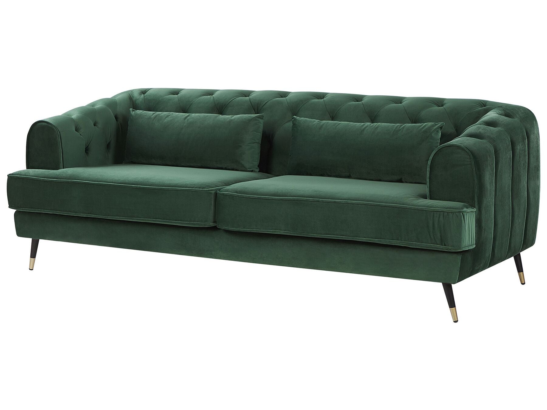 3 Seater Velvet Fabric Sofa Green SLETTA