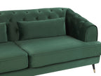 3 Seater Velvet Fabric Sofa Green SLETTA