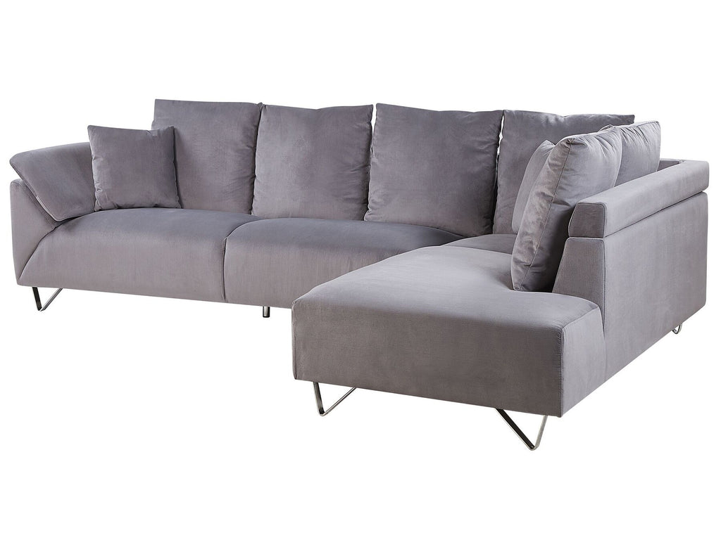 Corner Sofa LUNNER Corduroy Grey 4 Seater Left Hand