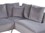 Corner Sofa LUNNER Corduroy Grey 4 Seater Left Hand