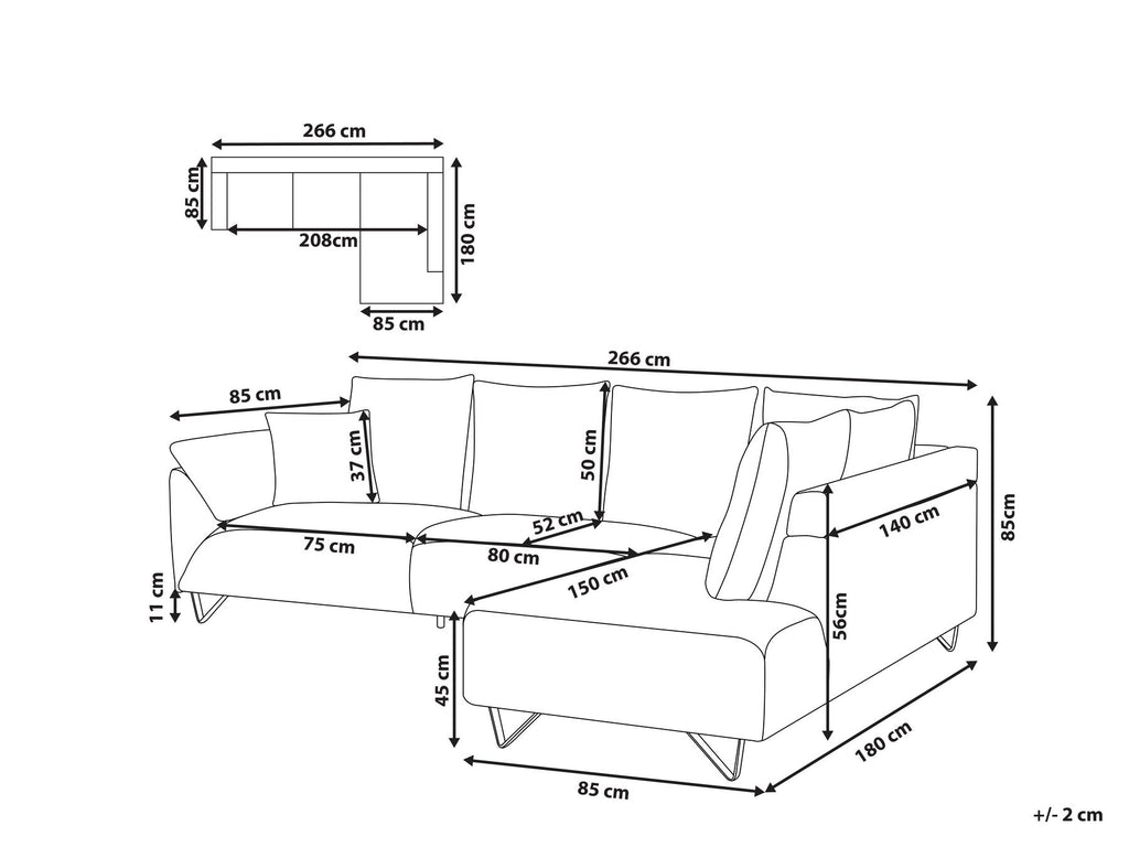Corner Sofa LUNNER Corduroy Grey 4 Seater Left Hand