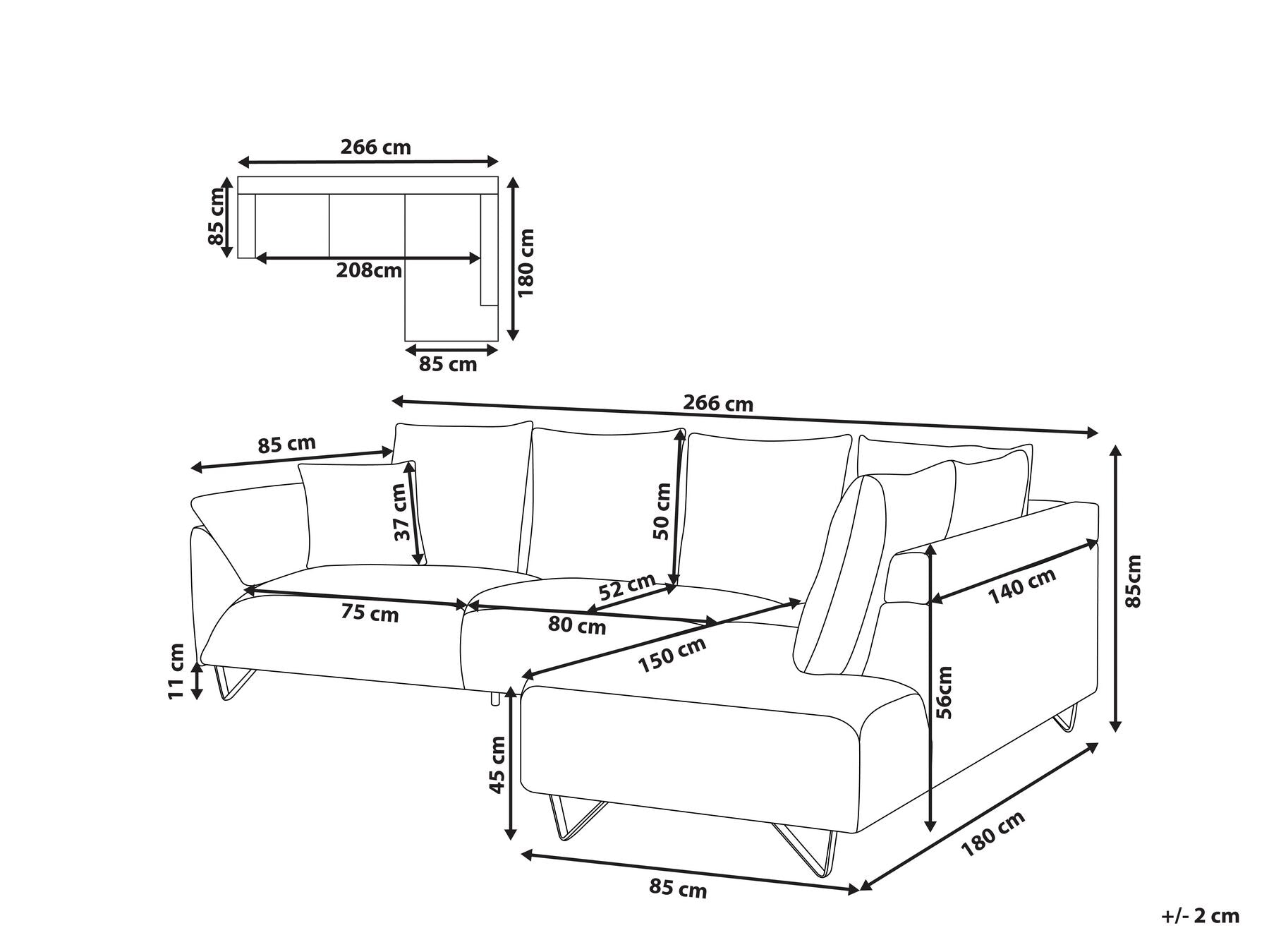 Corner Sofa LUNNER Corduroy Grey 4 Seater Left Hand