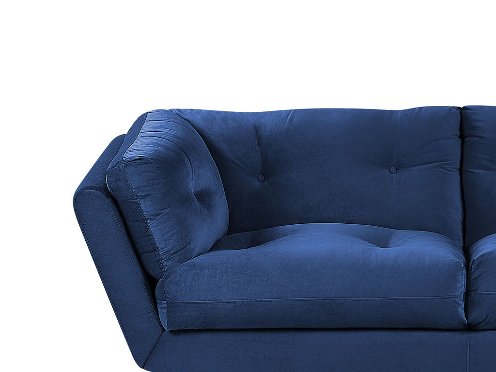 3 Seater Velvet Sofa Blue LENVIK