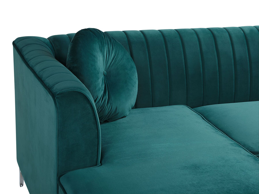 Corner Sofa TIMRA Velvet Green 3 Seater Right Hand