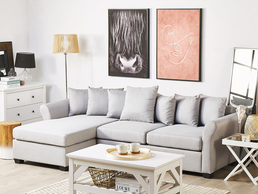 Corner Sofa VIKNA Fabric Light Grey 3 Seater Right Hand