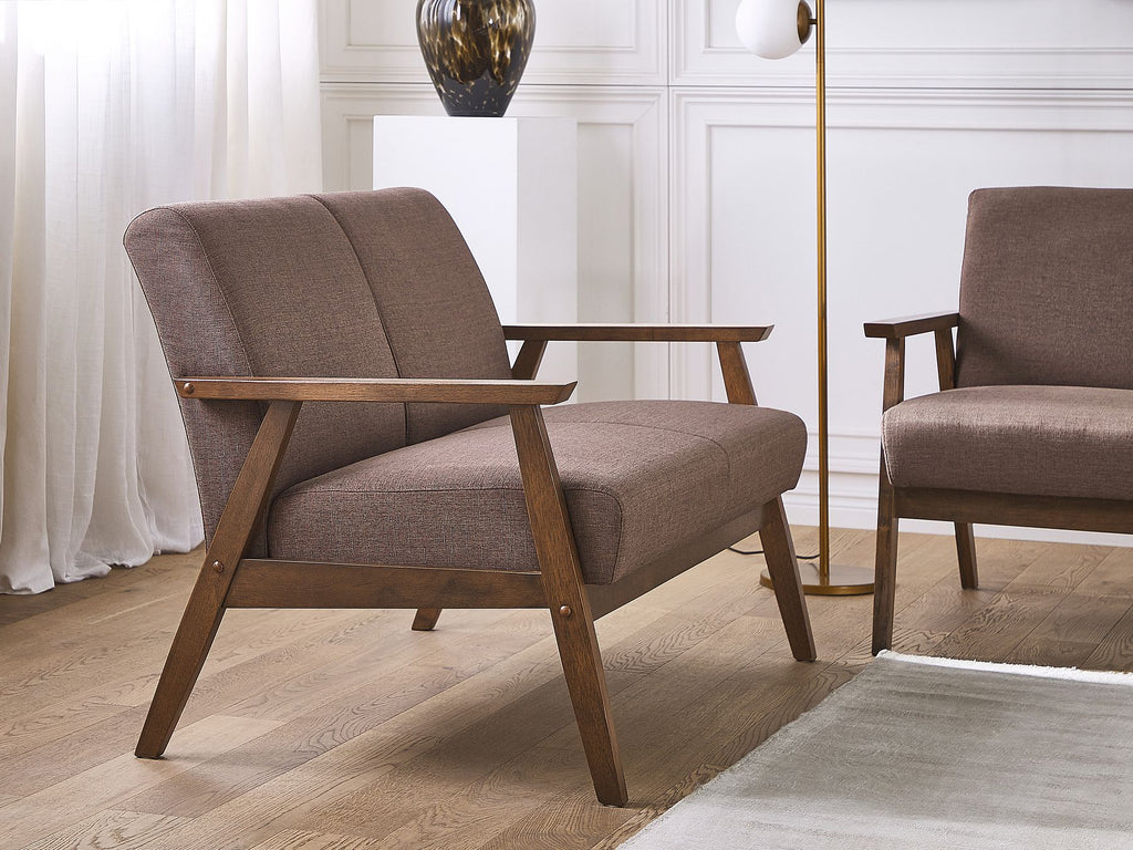 2 Seater Fabric Sofa Brown ASNES