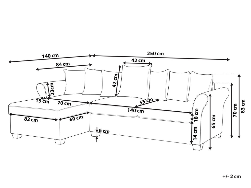 Right Hand Corner Sofa Dark Red VIKNA