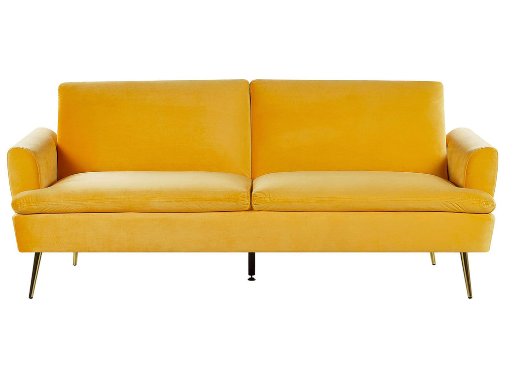Sofa Bed VETTRE Velvet Yellow 3 Seater