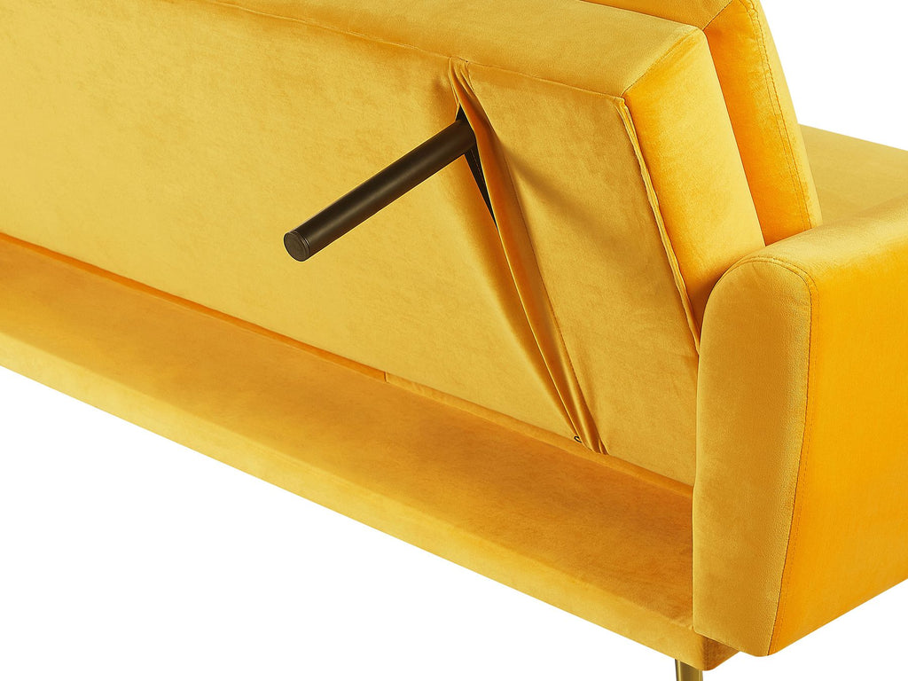Sofa Bed VETTRE Velvet Yellow 3 Seater