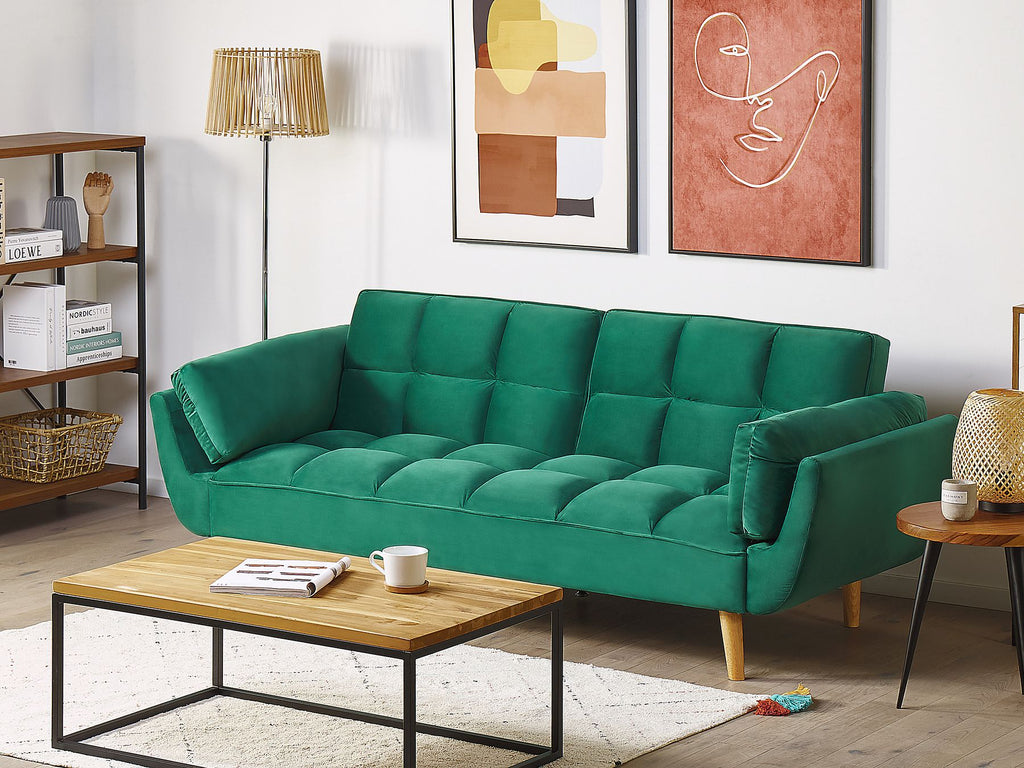 Sofa Bed ASBY Velvet Green 3 Seater
