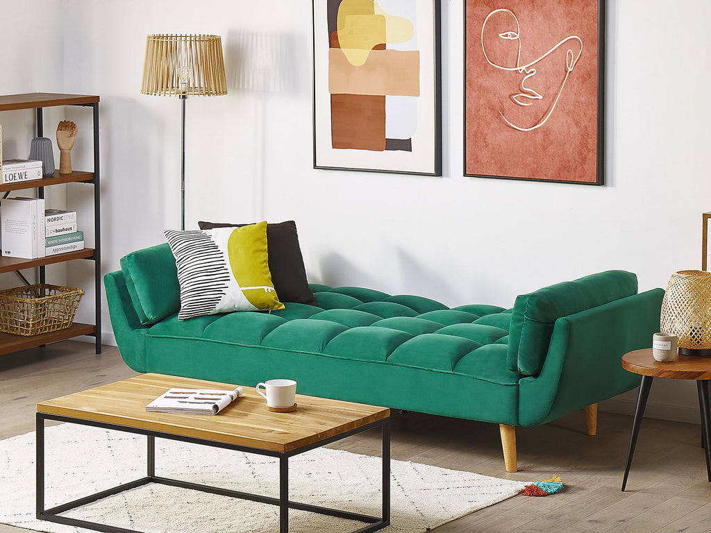 Sofa Bed ASBY Velvet Green 3 Seater