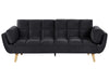 Sofa Bed Velvet Black 3 Seater