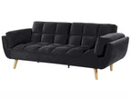 Sofa Bed ASBY Velvet Black 3 Seater