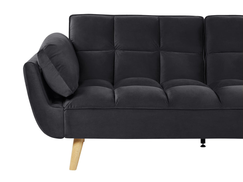 Sofa Bed ASBY Velvet Black 3 Seater
