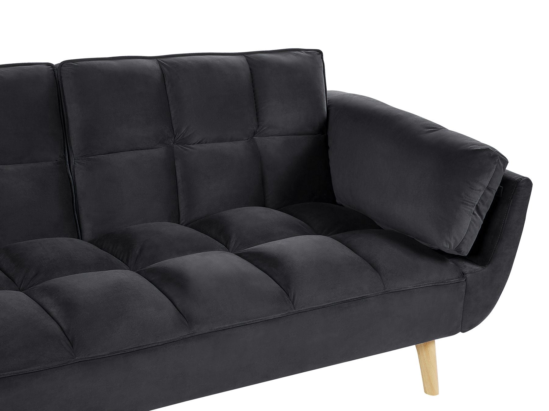 Sofa Bed ASBY Velvet Black 3 Seater