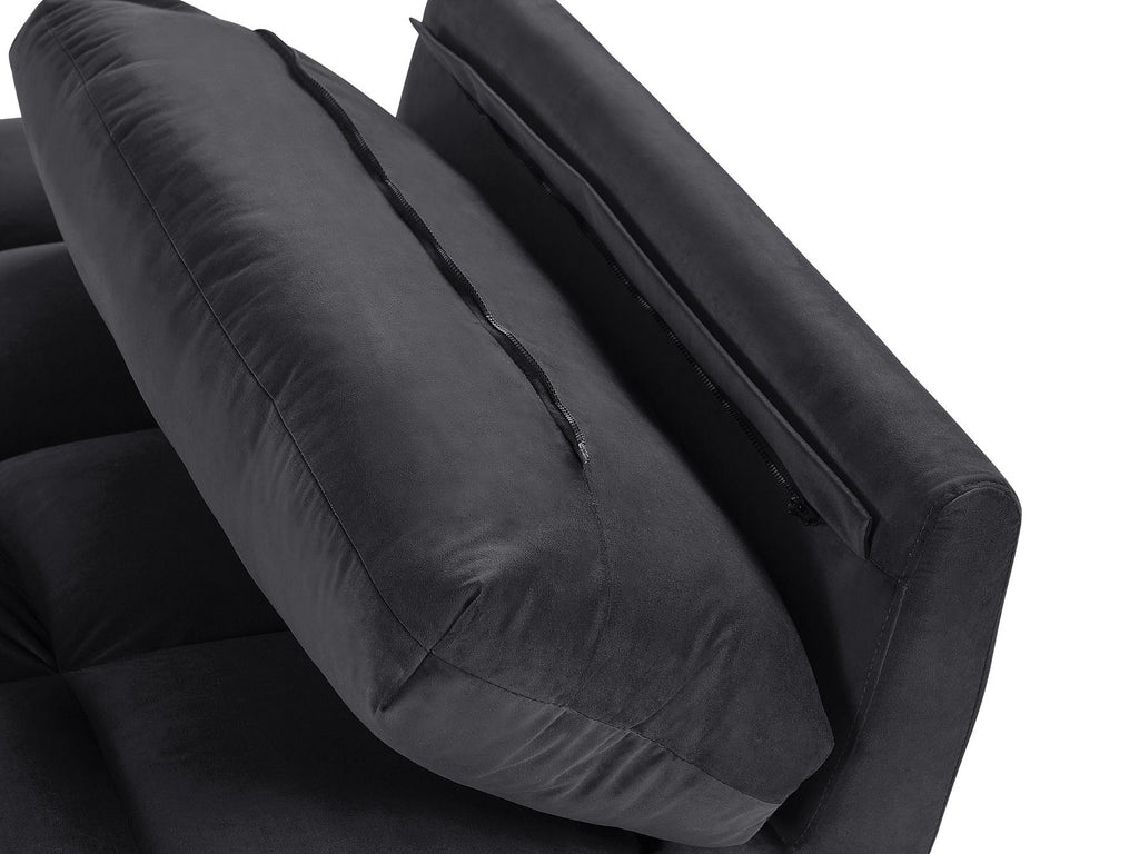 Sofa Bed ASBY Velvet Black 3 Seater