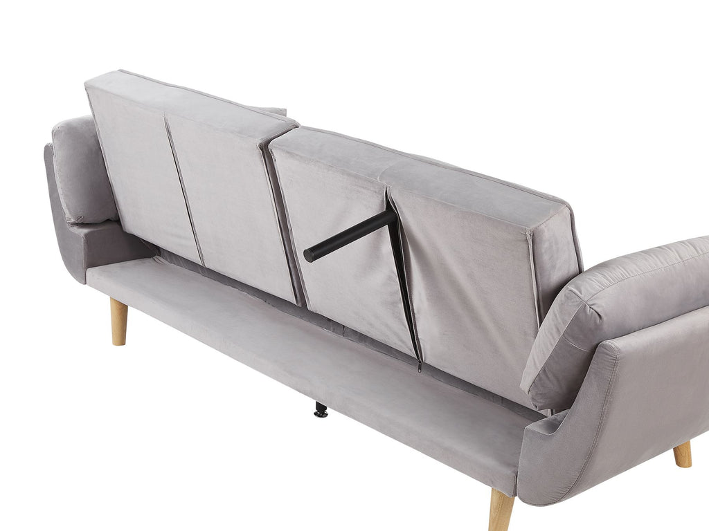 Sofa Bed ASBY Velvet Light Grey 3 Seater