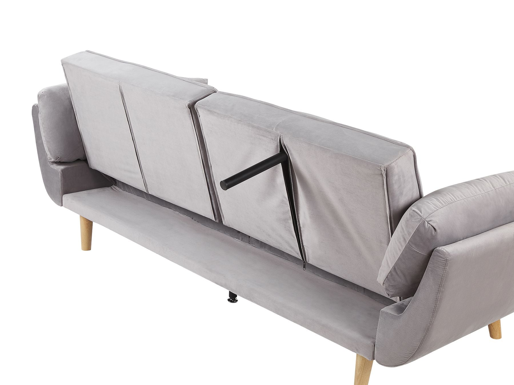 Sofa Bed ASBY Velvet Light Grey 3 Seater