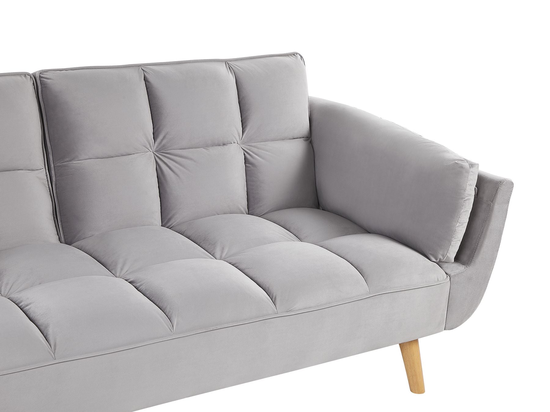 Sofa Bed ASBY Velvet Light Grey 3 Seater
