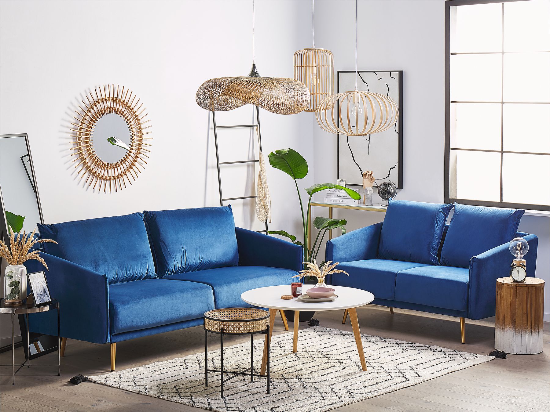 3 Seater Velvet Sofa Navy Blue MAURA