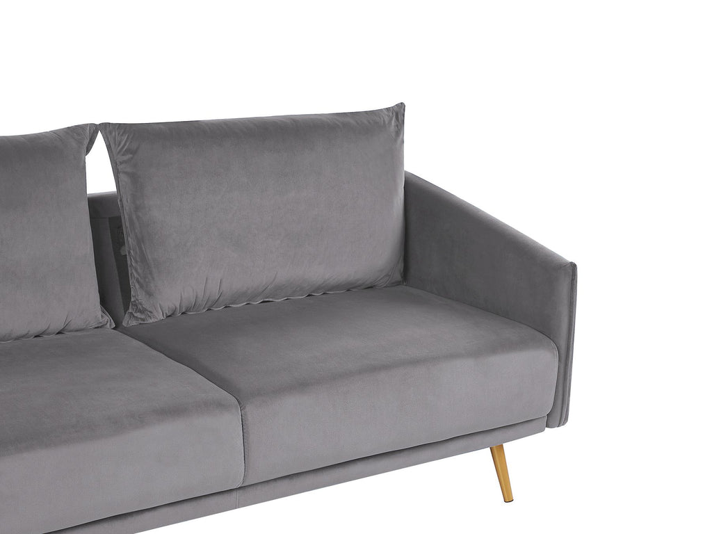 3 Seater Velvet Sofa Grey MAURA