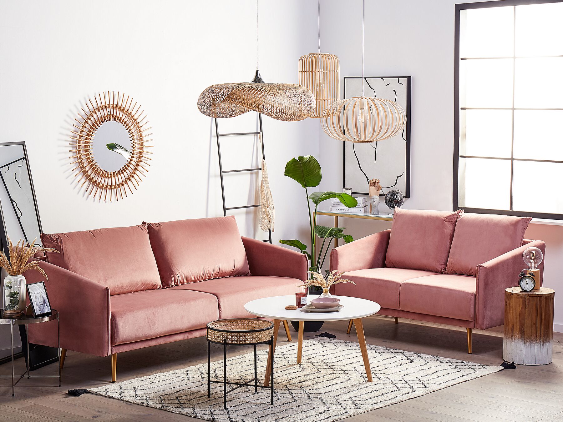 3 Seater Velvet Sofa Pink MAURA