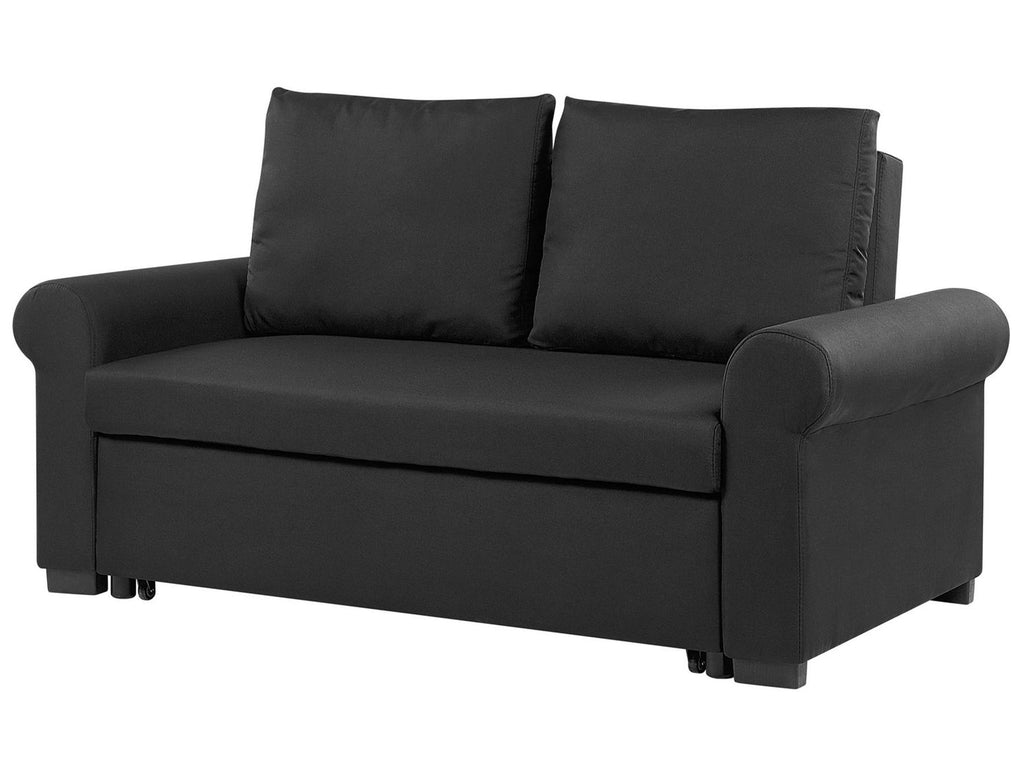 Sofa Bed SILDA Fabric Black 2 Seater