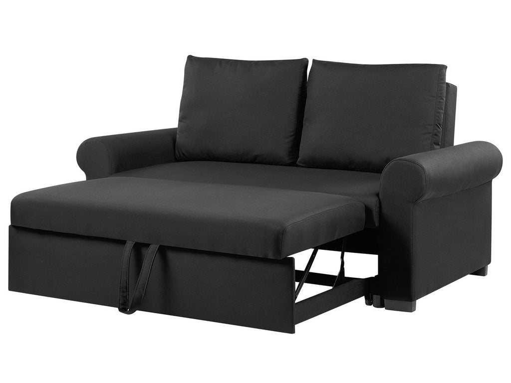 Sofa Bed SILDA Fabric Black 2 Seater