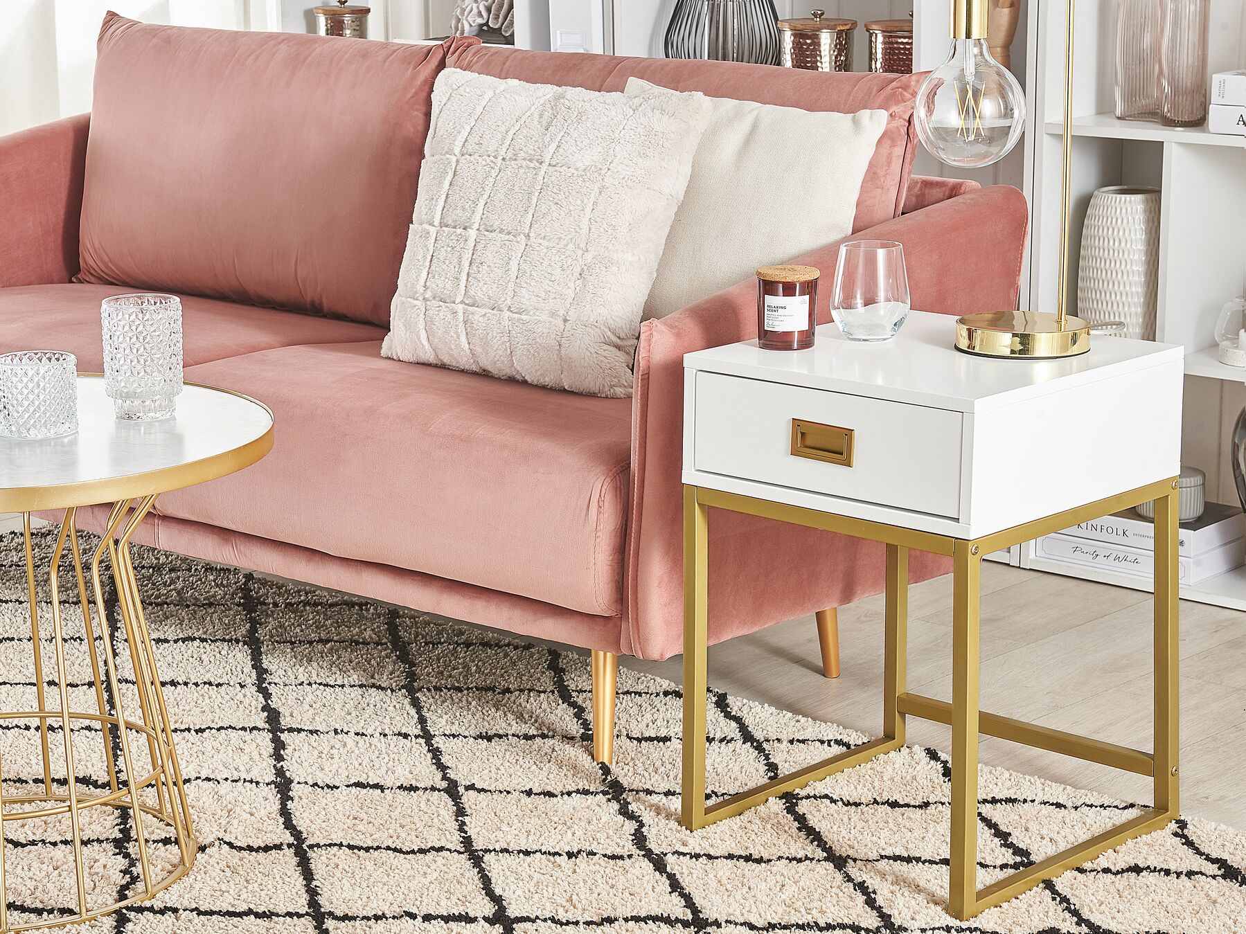 3 Seater Velvet Sofa Pink MAURA