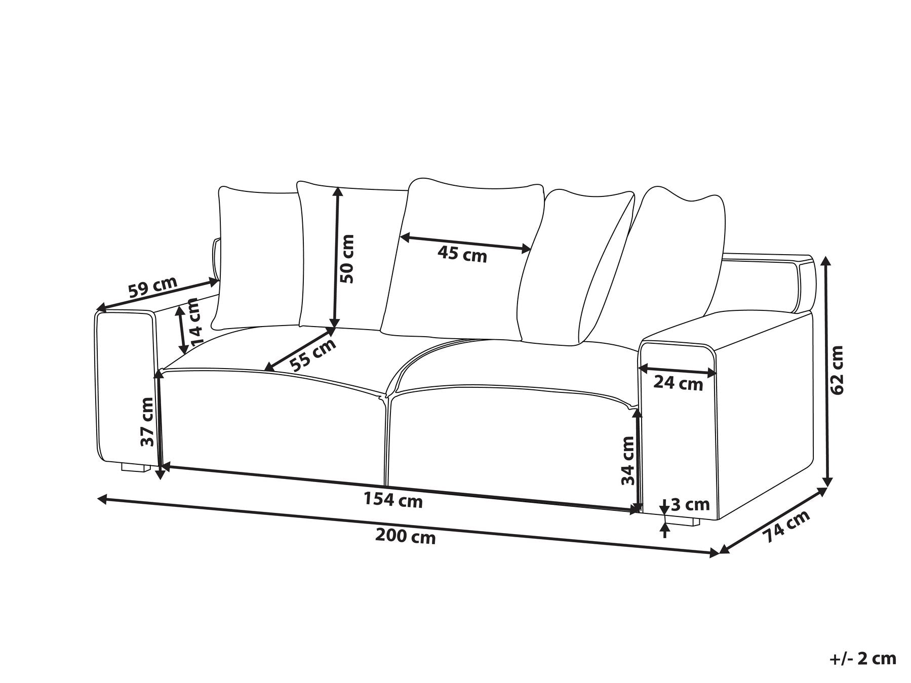 3 Seater Jumbo Cord Sofa Light Grey VISKAN