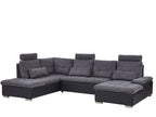 U-Shape Sofa Bed HALDEN Fabric Dark Grey with Storage 5 Seater Right Hand