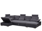 U-Shape Sofa Bed HALDEN Fabric Dark Grey with Storage 5 Seater Right Hand
